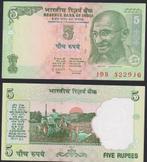 India 5 Rupees, Ophalen of Verzenden, Zuid-Azië, Los biljet