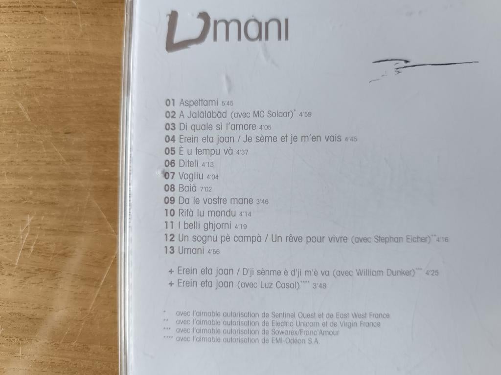 I Muvrini - Umani, Cd's en Dvd's, Ophalen of Verzenden, Zo goed als nieuw, Europees