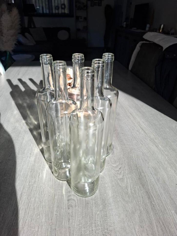 Set van 6 transparante glazen flessen - ideaal voor decorati, Verzamelen, Glas en Drinkglazen, Ophalen of Verzenden