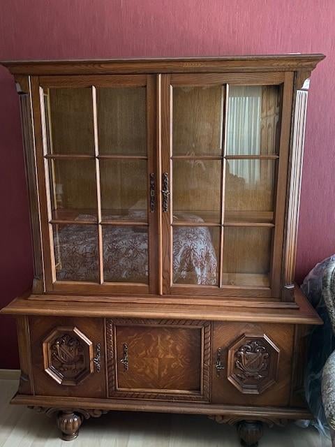 Vitrine of boekenkast in eik, perfecte staat, Huis en Inrichting, Kasten | Vitrinekasten, Zo goed als nieuw, 150 tot 200 cm, 100 tot 150 cm