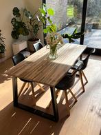 Massief Acaciahout Eettafel 180x90 + 4 stoelen, Maison & Meubles, Tables | Tables à manger, Enlèvement, Comme neuf