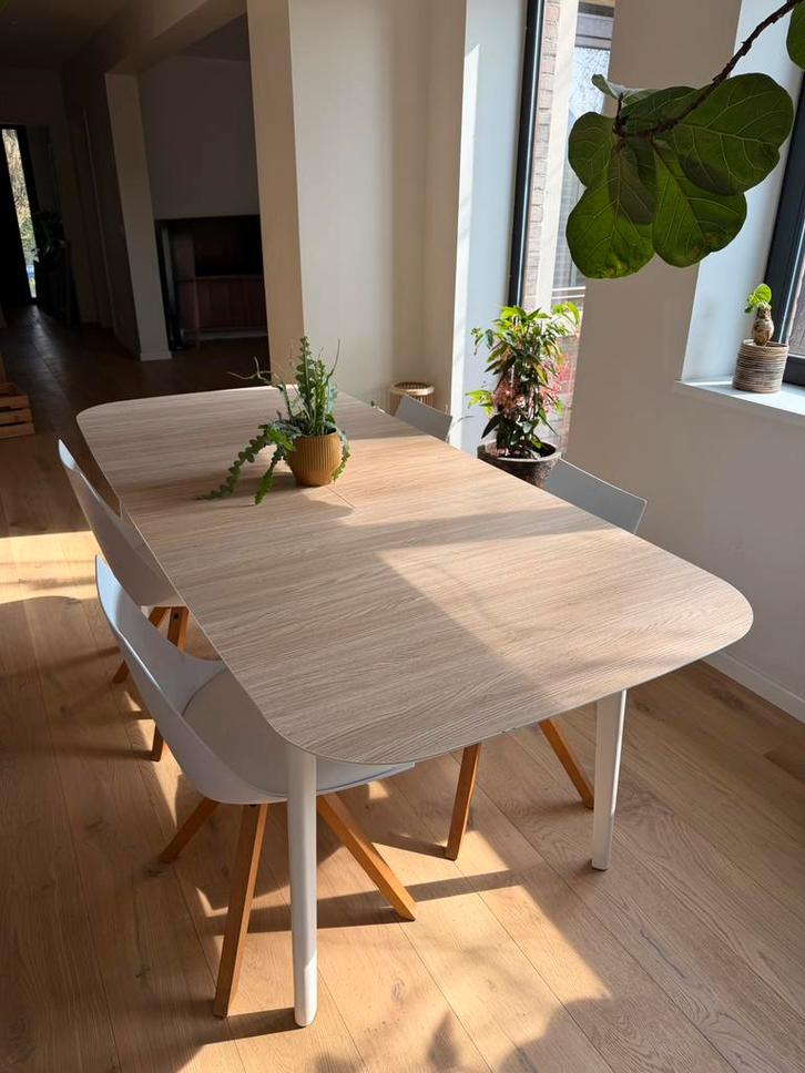 Table chêne brossé avec rallonge 160 cm 200 cm, Huis en Inrichting, Tafels | Eettafels, Gebruikt, 50 tot 100 cm, 150 tot 200 cm