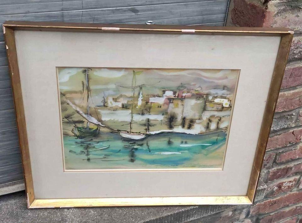 Aquarelle marine signe, Antiquités & Art, Enlèvement ou Envoi