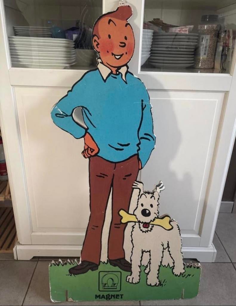 Rare PLV Vintage Tintin & Milou - Édition MAGNET, Enlèvement ou Envoi, Tintin, Utilisé, Image, Affiche ou Autocollant