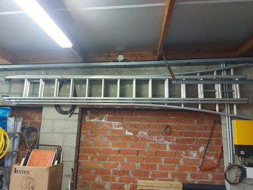 professionele gekeurde driedelige aluminium ladder 3x14 spt, Doe-het-zelf en Bouw, Ladders en Trappen, Zo goed als nieuw, Ladder