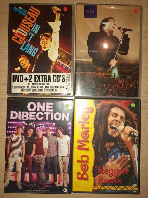 4 muziek dvd's,  one direction, bob marley, clouseau, marco, CD & DVD, DVD | Musique & Concerts, Comme neuf, Musique et Concerts