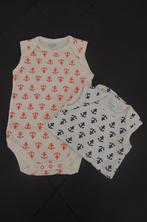 2 Rompertjes met ankers wit/blauw en ecru/oranje maat 62/68, Kinderen en Baby's, Nacht- of Onderkleding, Jongetje of Meisje, Ophalen of Verzenden