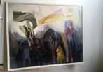 Ru Israëls, "Heroic City",   groot kleurrijk schilderij 1974, Ophalen