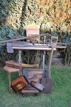 Lot brocante gereedschap en houtwerk, Antiek en Kunst, Ophalen