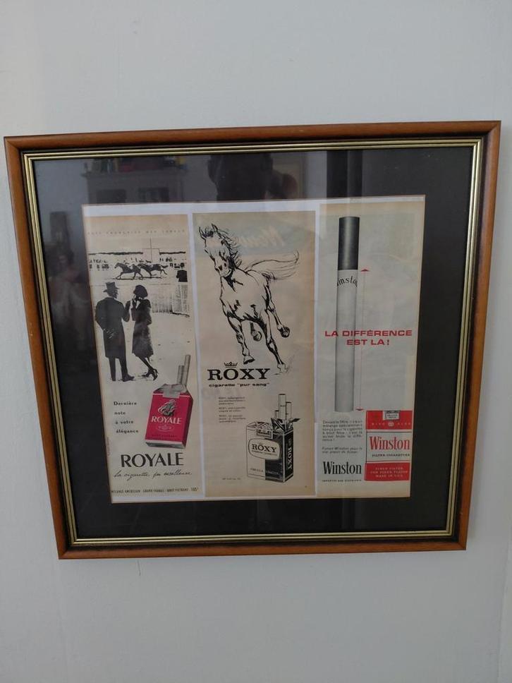 Kader met oude reclame sigaretten, Verzamelen, Merken en Reclamevoorwerpen, Ophalen of Verzenden