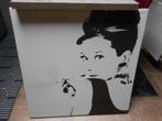 Zwart-wit canvas , Audrey Hepburn / 90 x 90 cm., Huis en Inrichting, Ophalen, Zo goed als nieuw