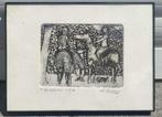 eau forte cavaliere epreuve d artiste signe andre goezu, Ophalen of Verzenden