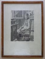 CHARLES MERTENS / SCHOENMAKER / ZW-W ETS / 55x41cm / KADER, Ophalen of Verzenden