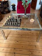 Table basse en verre style belgo chrome, Antiquités & Art