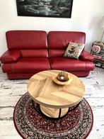 Lederen salon 2 persoons, Huis en Inrichting, Fauteuils, Ophalen, Gebruikt, Leer, 75 tot 100 cm