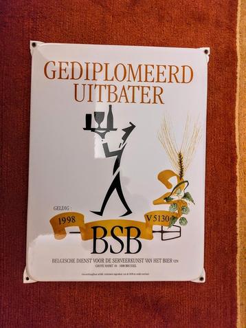 Emaille bord gediplomeerd uitbater.