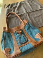 Céline vintage denim/brownleather handbag, Handtassen en Accessoires, Tassen | Damestassen, Ophalen, Gebruikt, Bruin, Overige typen