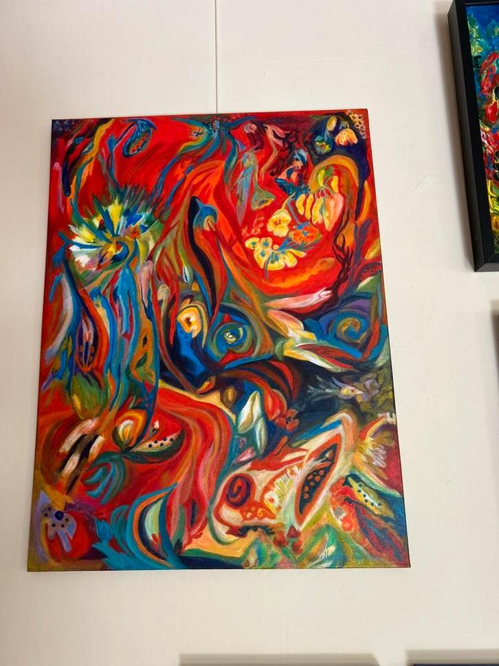 Een venster naar een andere werkelijkheid “Mirjam Loriers”, Antiek en Kunst, Kunst | Schilderijen | Abstract, Ophalen of Verzenden