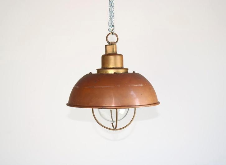 koperen scheepslamp, Antiek en Kunst, Antiek | Verlichting, Ophalen of Verzenden