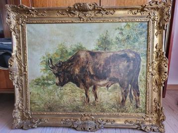Schilderij Gerda Fassin van Ertvelde . stier in weide, Enlèvement