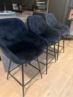 Set van 3 Hoge Barkrukken – Zachte Zwarte Fluweel, Huis en Inrichting, Ophalen, Zo goed als nieuw