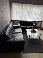 Twee leren sofa’s te koop – Zwarte kleur – Goede staat!, Huis en Inrichting, Zetels | Zetels, Ophalen, Gebruikt, Overige maten