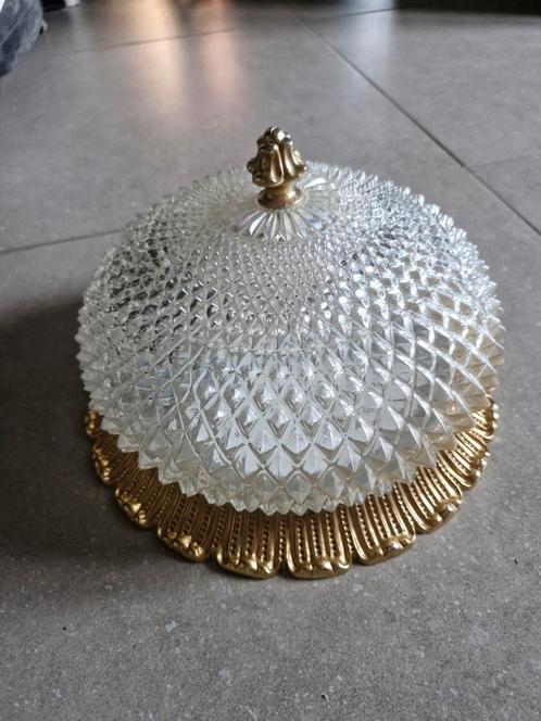 Gouden plafond lamp, Huis en Inrichting, Lampen | Plafondlampen, Zo goed als nieuw, Glas, Ophalen