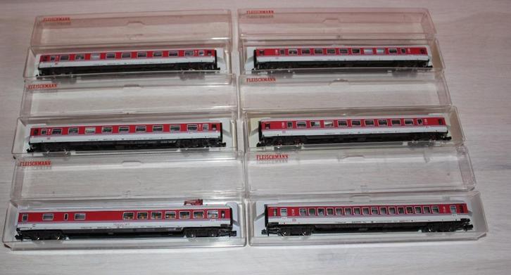 6 wagons Fleischmann K IC/EC éclairés & 60 voyageurs N 1/160, Hobby en Vrije tijd, Modeltreinen | N-Spoor, Wagon, Fleischmann
