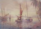Bayar: Vissersboten ca. 1920-30 (51 x 41 cm), Antiek en Kunst, Ophalen of Verzenden
