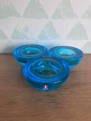 Iittala Ballo - 3 lichtblauwe theelichthouders beschikbaar voor biedingen
