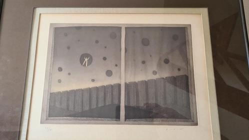 Jean-Michel Folon, Over the wall, signed etching, 49 of 60, Antiek en Kunst, Kunst | Litho's en Zeefdrukken, Ophalen of Verzenden
