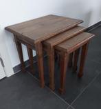 Set 3 houten bijzettafeltjes, Minder dan 45 cm, Minder dan 55 cm, Gebruikt, Ophalen of Verzenden
