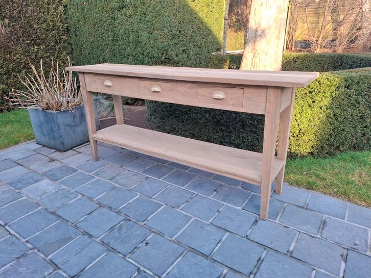 Table d'appoint en teck massif. Aérogommé., Maison & Meubles, Tables | Dessertes, Enlèvement ou Envoi