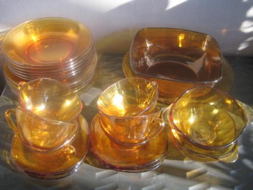 vaisselle de camping vintage jaune en verre, Antiquités & Art, Antiquités | Verre & Cristal, Enlèvement ou Envoi