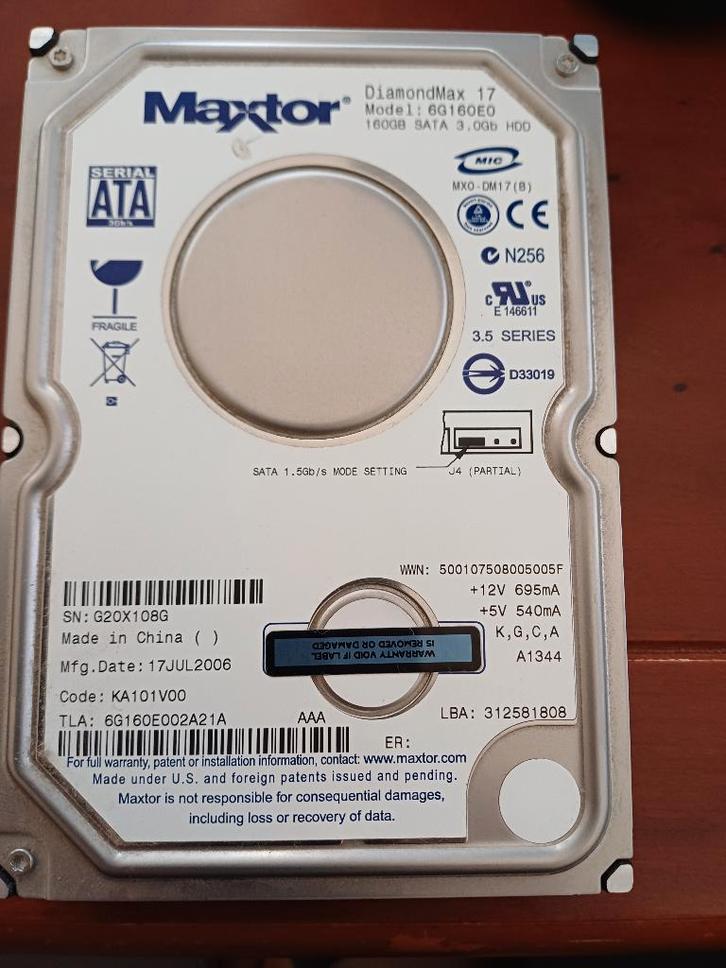 Twee Computerschijven 160 GB te koop. 5€ per stuk., Computers en Software, Harde schijven, Refurbished, Desktop, Intern, HDD, SATA