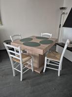 Set van 4 PAYSANNE stoelen - Massief beukenhout en rijststro, Ophalen, Wit, Zo goed als nieuw, Vier
