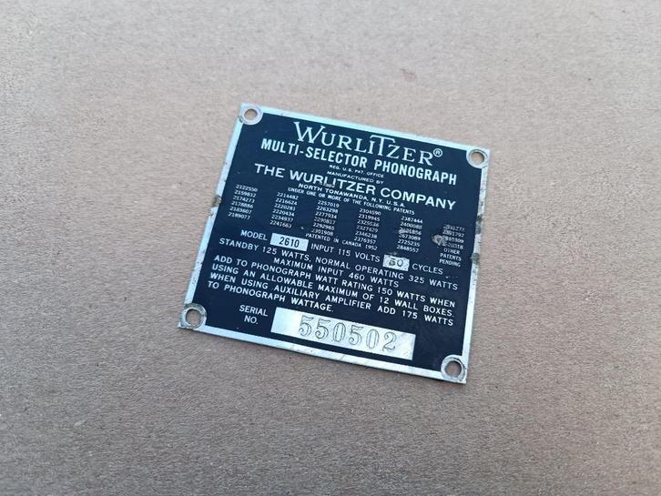Type Plaatje Wurlitzer 2610 (1959) jukebox, Verzamelen, Automaten | Jukeboxen, Wurlitzer, Verzenden
