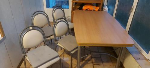 Table + 4 (ou 5) chaises, Maison & Meubles, Tables | Tables à manger, Utilisé, 50 à 100 cm, 200 cm ou plus, Cinq personnes ou plus