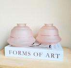 Mooie set van 2 vintage retro matt glazen roze lampenkapjes!, Ophalen of Verzenden, Zo goed als nieuw