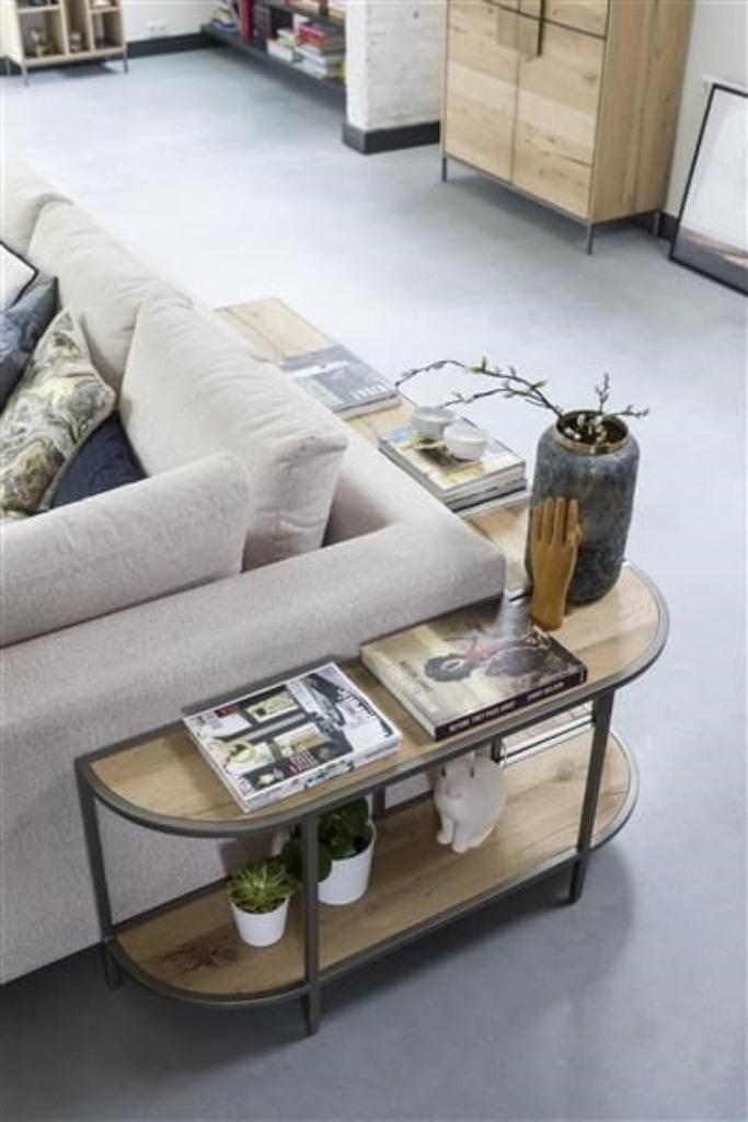 TABLE SOFA desing pour salon, Huis en Inrichting, Tafels | Salontafels, Zo goed als nieuw, Eikenhout, Metaal, Ophalen