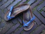 Gratis verzenden luxe blauwe leren birkenstock slippers mt39, Kleding | Dames, Blauw, Slippers, Zo goed als nieuw, Birkenstock