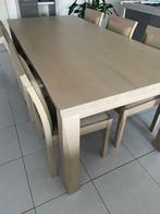 Eettafel + 6 stoelen massief eik, Maison & Meubles, Chêne, Rectangulaire, Enlèvement, Utilisé