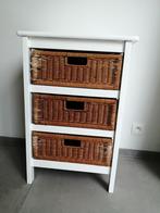 Ladekast met 3 laden, manden, rieten, wit hout, Ophalen, Gebruikt