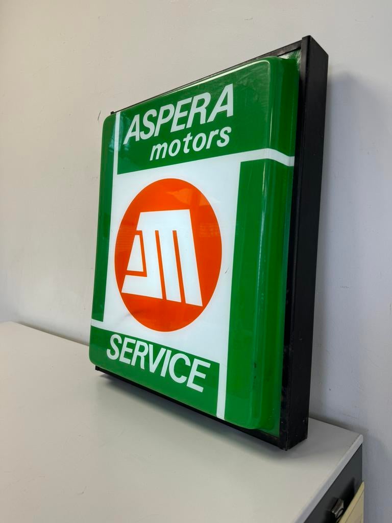 Ancienne boîte à lumière publicitaire ASPERA Motors, Enlèvement ou Envoi, Utilisé, Table lumineuse ou lampe (néon)