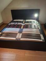 Ikea tweepersoonsbed, zwart, inclusief 2 elektrische lattenb, Huis en Inrichting, Slaapkamer | Bedden, Ophalen, Tweepersoons, Modern