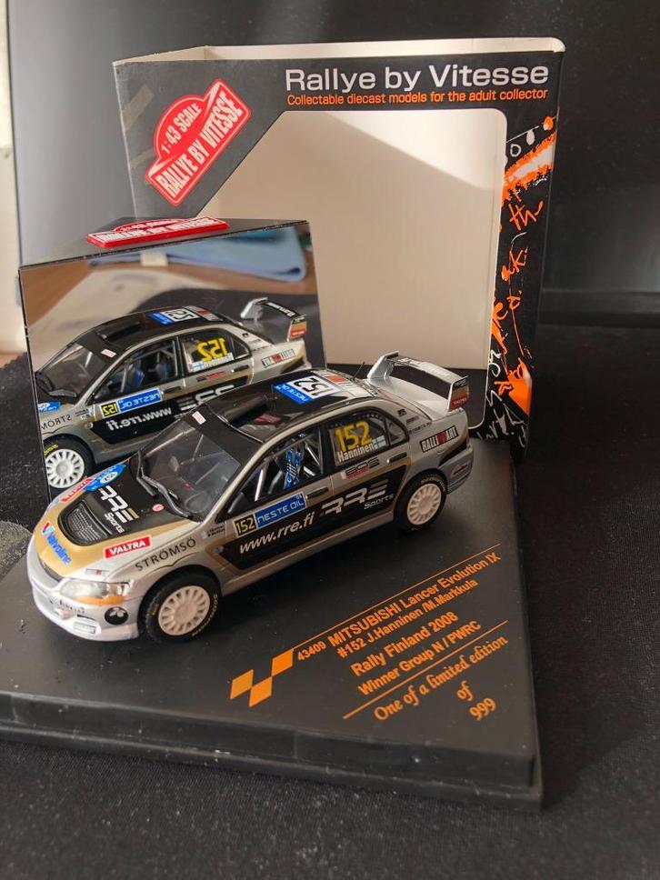 Vitesse Mitsubishi Lancer Evo IX Winner Rally Finland, Hobby en Vrije tijd, Modelauto's | 1:43, Zo goed als nieuw, Auto, Overige merken