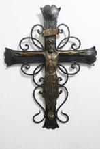 Bijzonder Art Deco brons kruisbeeld op smeedijzer [1575], Ophalen of Verzenden