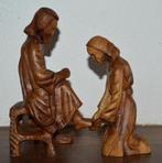 Voetwassing door Jezus, olijfhout 20 cm h, Antiek en Kunst, Ophalen of Verzenden