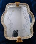 Vintage Murano Glass Tray Mirror  Handgemaakt  Bladgoud, Antiek en Kunst, Antiek | Glaswerk en Kristal, Ophalen