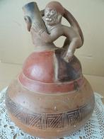 Aardewerk kan Peru met aap handvat inheemse kan 27cm vintage, Antiek en Kunst, Ophalen of Verzenden